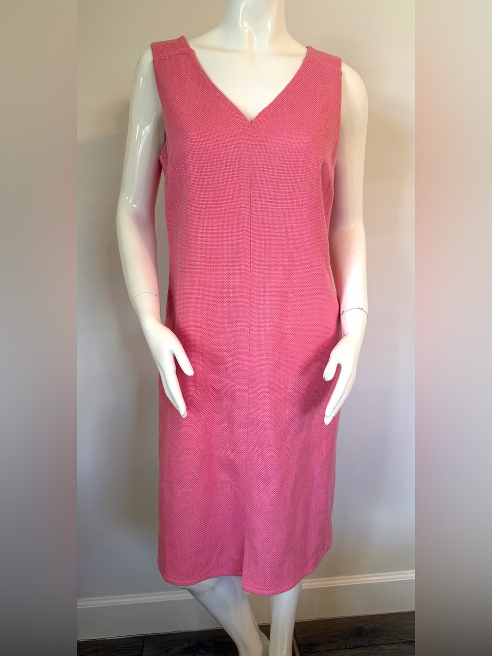 TALBOTS Coral Pink Woven Weave Textured Sleeveless Sheath Dress Size 10